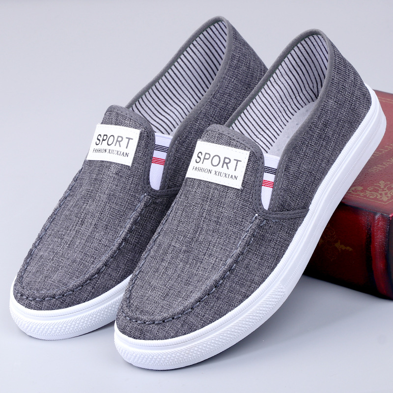 Spring and Autumn Men's Non-Slip Lazy Shoes Low-Top Versatile Sneakers Flat Heel Slip-On Breathable Casual Denim Shoes