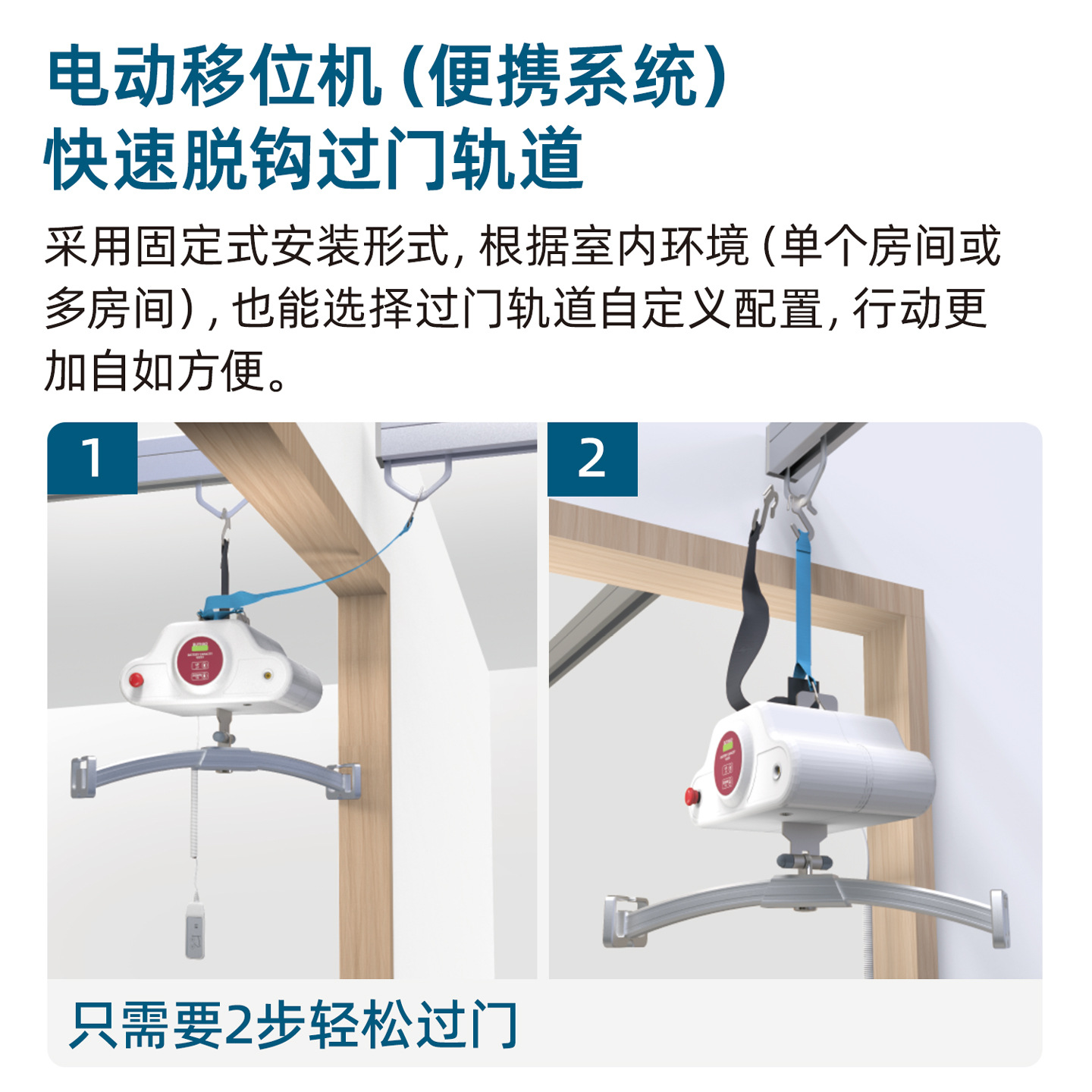 Portable Two-Way Mounting Machine Head Track-Type Electric Lift Machine Sky Rail Standing Walking Sitting and Lying Shift Aluminum Alloy