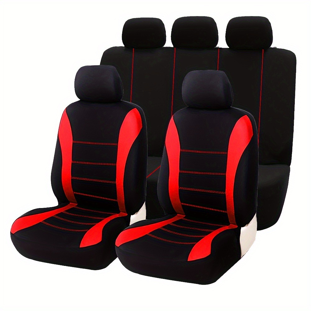 Cross-Border Temu Amazon Mexico Black Waistline Style Universal Five-Seater Car Fabric Seat Cover with Stitching