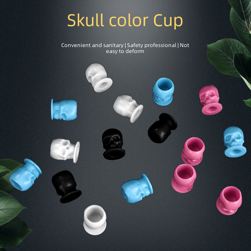 Liqi Tattoo Supplies Skull Color Cup 200 Pcs/Pack Ink Cup Pigment Tattoo Beauty Tools Cross-Border