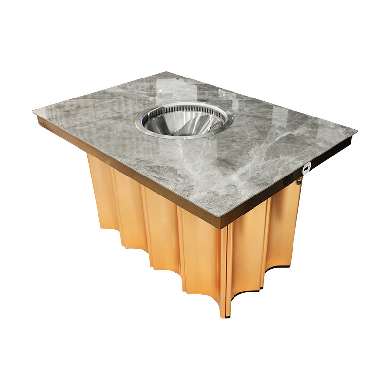 Australian brand Z189 smokeless filter hot pot table commercial buffet barbecue table hotel 2-4-6-8 induction cooker dining table