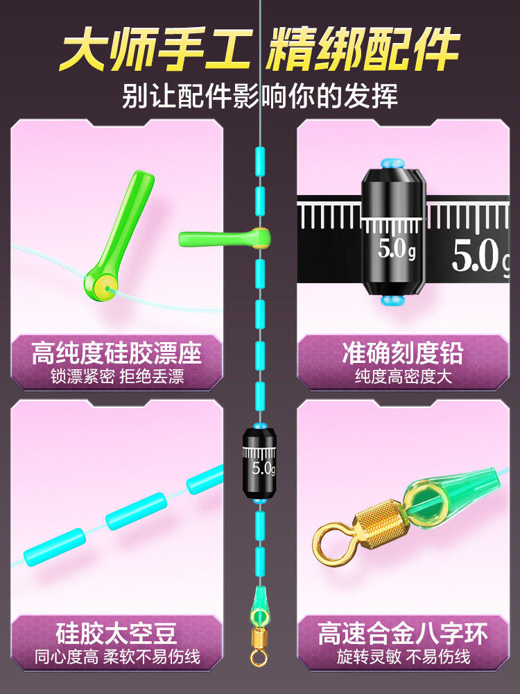 Small Impatiens knotless line group main line upgrade steel ball fast lock main line group finished fishing line full set of imported tied fishing line