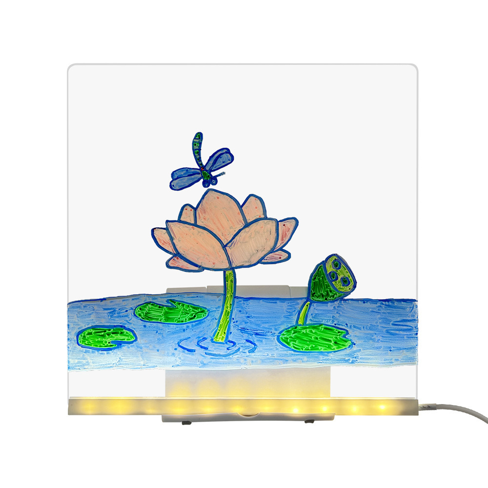 Children's Watercolor Pen with Transparent Drawing Board Creative USB Led Light Fluorescent Board Holiday Girlfriend Decorative Night Light