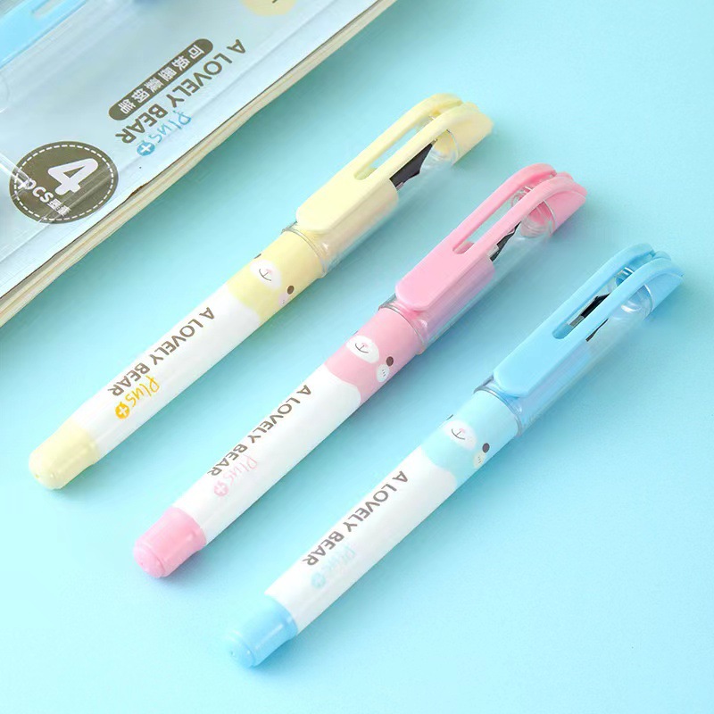 Wholesale Header Pen with Replaceable Bag Pen Set Straight Liquid Large Tip/Small Tip Erasable Blue 3.4mm Ink Bag Pen