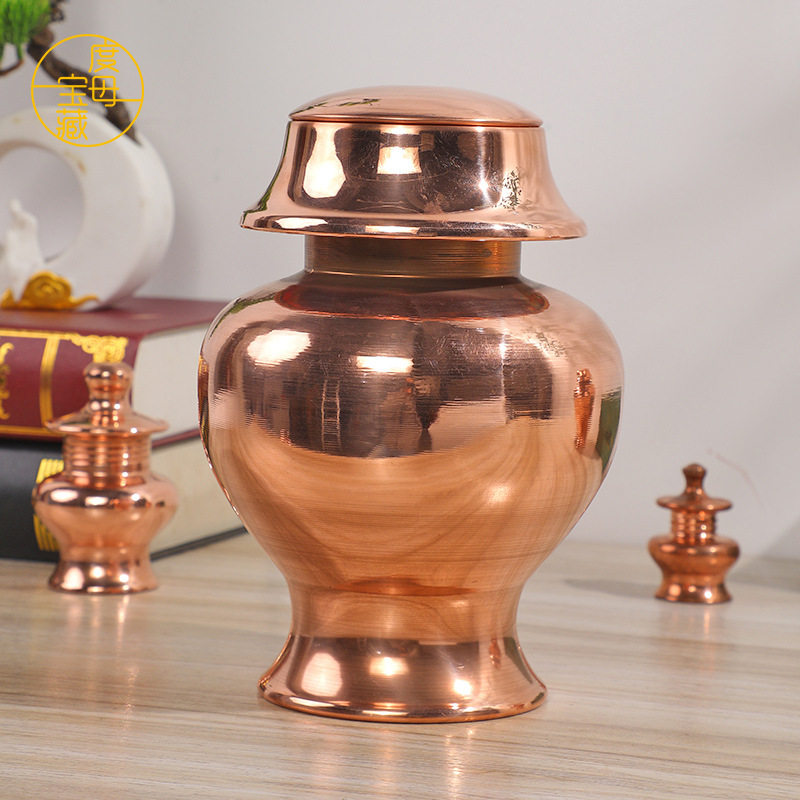 Xizang Supplies Pure Copper Vase Ritual Object Red Copper Fortune-Enhancing Offering Vase Purification Vase God of Wealth Vase Ksitigarbha Vase Fortune Gathering