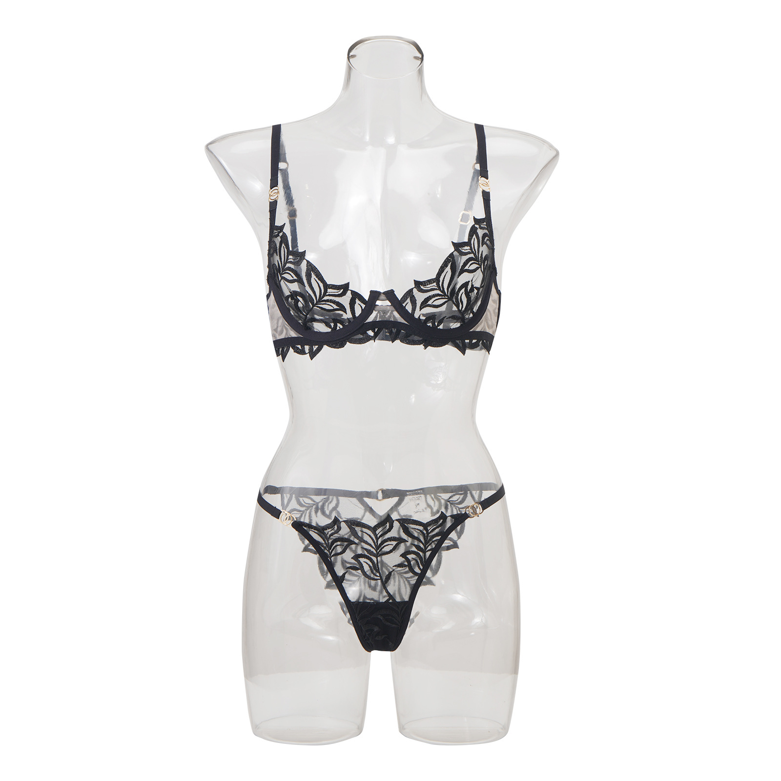 Hot-Selling New Cross-Border Classic Embroidered Bra and Panties Two-Piece Set Women's Intimates Set Fishbone Foreign Trade Exclusive Bra