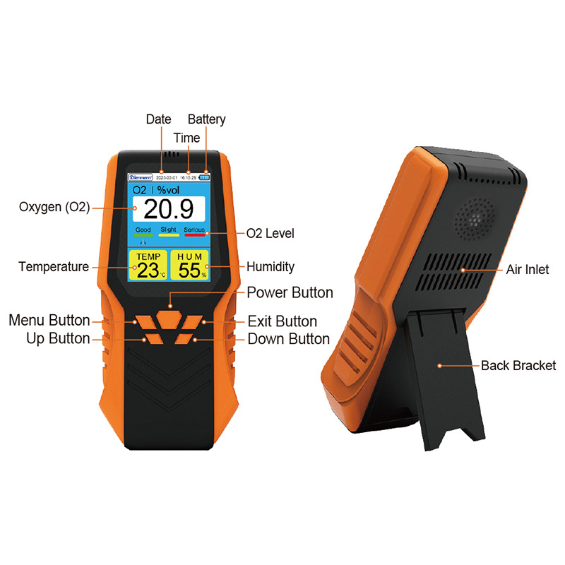 Handheld oxygen concentration detector measuring range 0-30% Vol detection sensitive rapid history