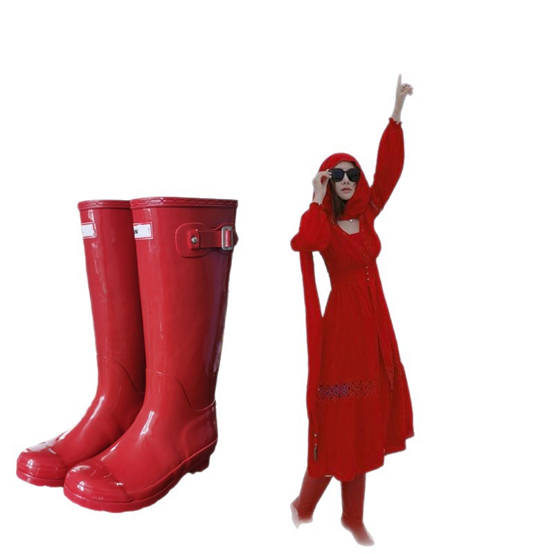 Trendy Women's Rain Boots, Riding Boots, Waterproof Non-Slip Natural Rubber Overshoes, Handmade