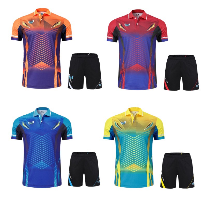 Новые дышащие униформы для настольного тенниса для мужчин и женщин, быстро сохнущие тренировочные униформы, командные униформы для учеников начальной школы с печатью