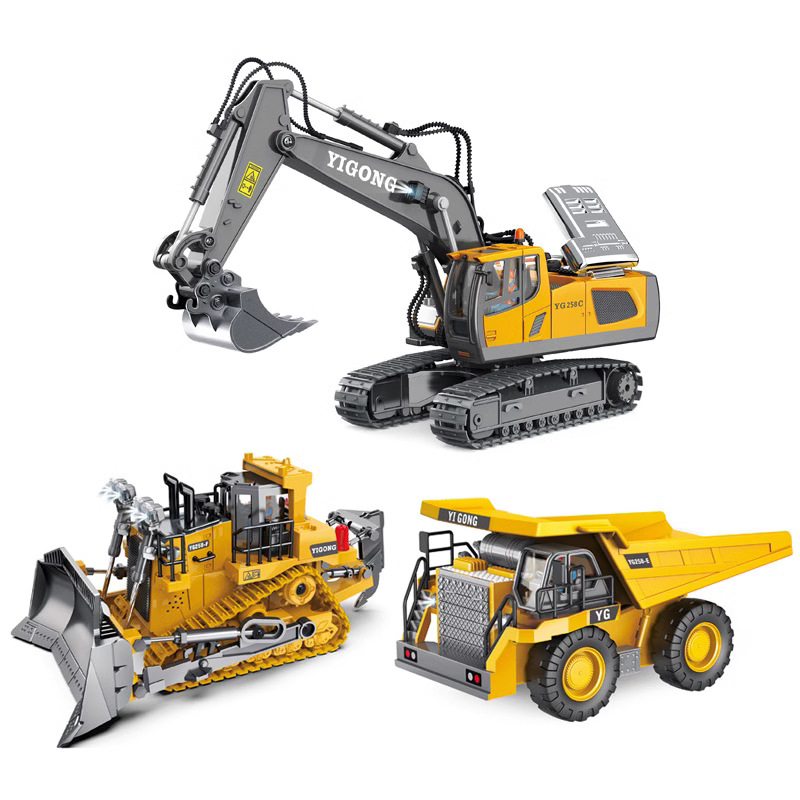 Customer order special cross-border 11-way large 2.4G alloy remote control excavator self-unloading earth-pushing project tank new toy