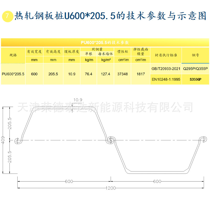 Jinxi U-Shaped Steel Sheet Pile # #   6 #   7 # Larson Hot-Rolled 9m Steel Sheet Piles