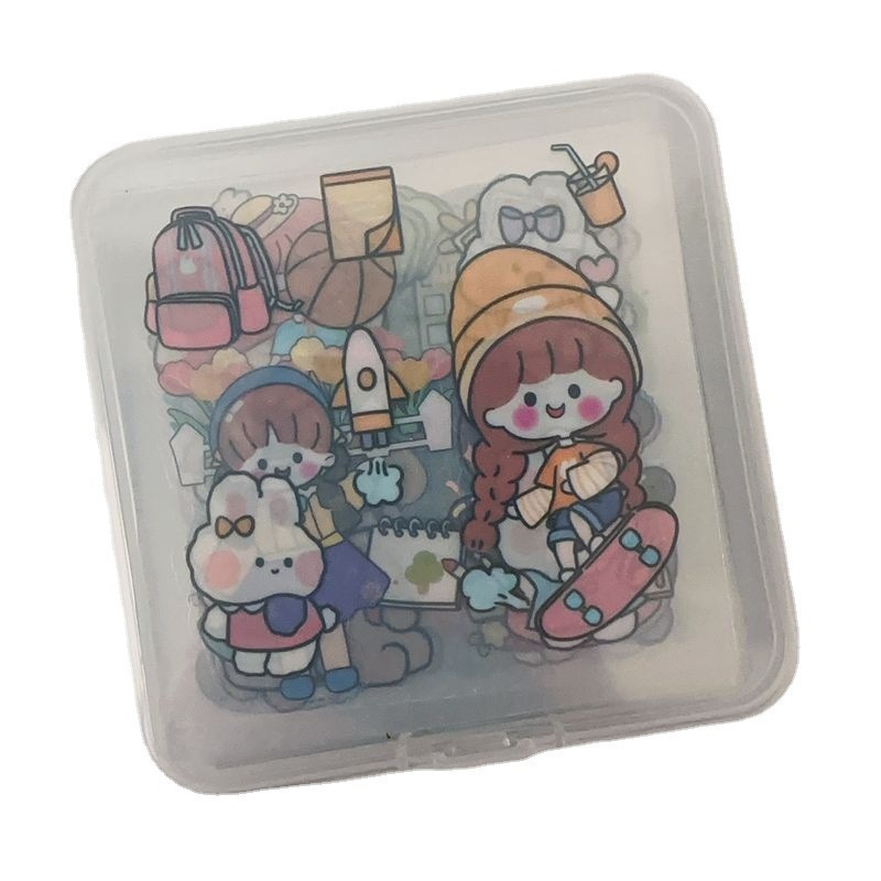 Factory wholesale hand account stickers cute girl cartoon cute decorative waterproof notebook material stickers