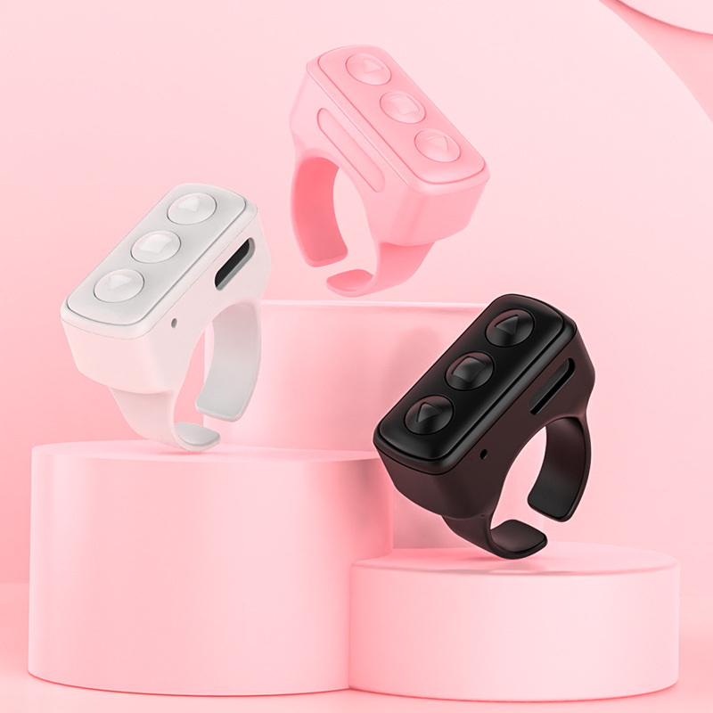 Fingertip Controller for Mobile Phone Short Video Remote Control, Tiktok Page-Turning and Like-Giving Gadget, Bluetooth Selfie Ring for Mobile Phone