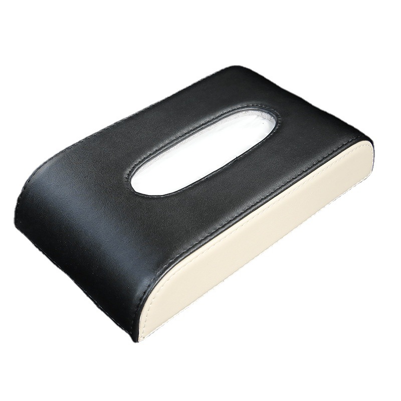 Car Tissue Box Advanced Sense Car Paper Box Seat Type Armrest Box Non-slip Fixed Multifunctional Leather Tissue Box