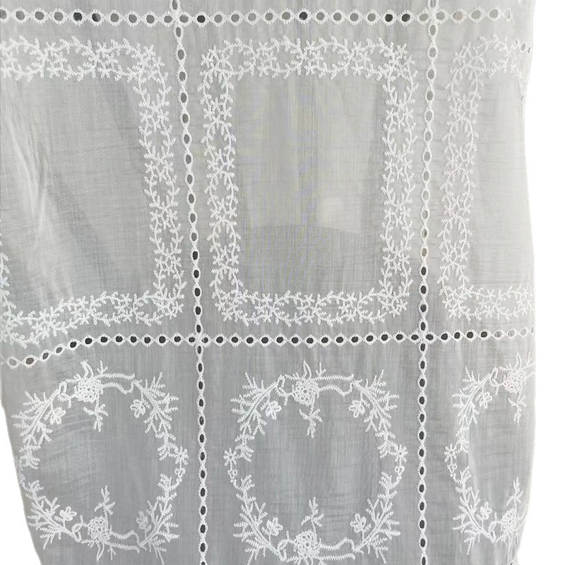 New High-Quality Cut Out Embroider Tencel Checkered Embroider Fabric Children's Dress Fabric Source Manufacturer