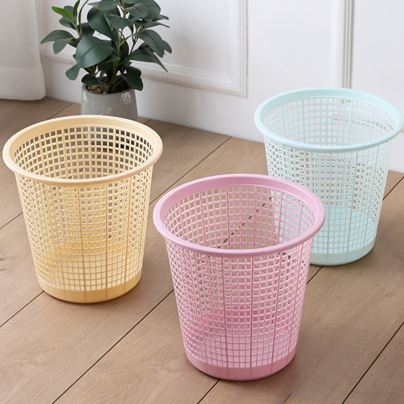 Wholesale Simple Household Hollow Trash Can Plastic Pressure-Free Paper Basket Simple Kitchen Bathroom Storage Bucket