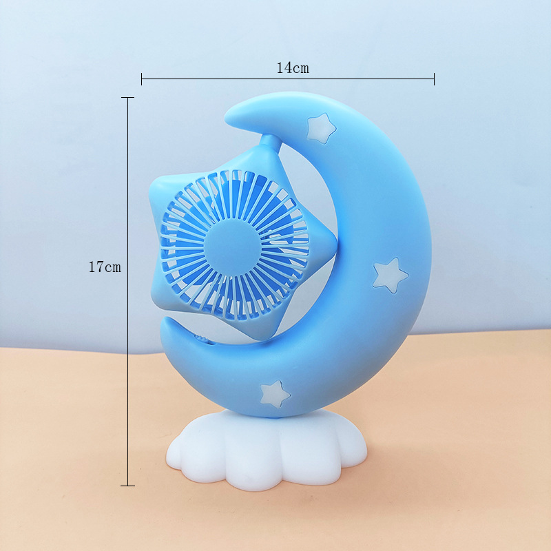 New USB small fan wholesale small fresh Crescent DIY desktop charging fan with light desktop small fan