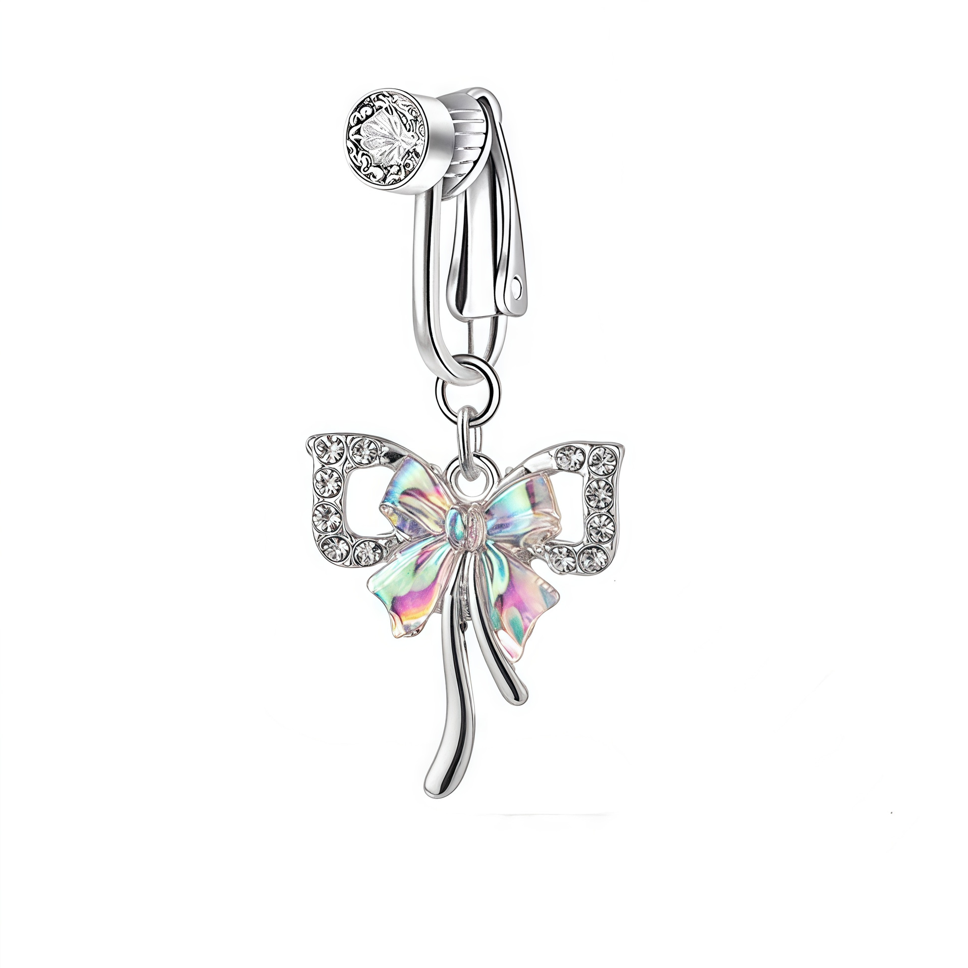 Amazon Aliexpress Cross-Border E-Commerce New Style Punch-Free Navel Clip Ear Clip Inlaid with Zircon Bow Moon Jewelry