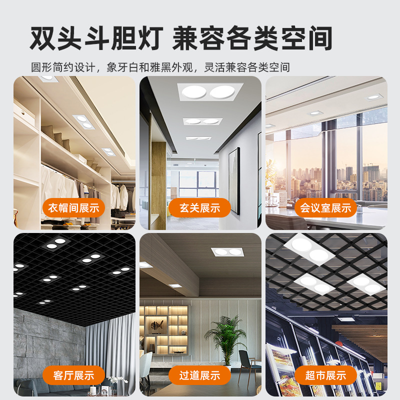 led grille lamp 15x15 embedded grid ceiling dedicated double-headed square downlight 10x10 grape rack spotlight