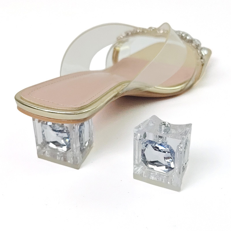 Cross-Border Export Thick Medium Heel High Heel Sandals Accessories Complete Set Wholesale High Heels Outsole Pvc Midsole Transparent Heel