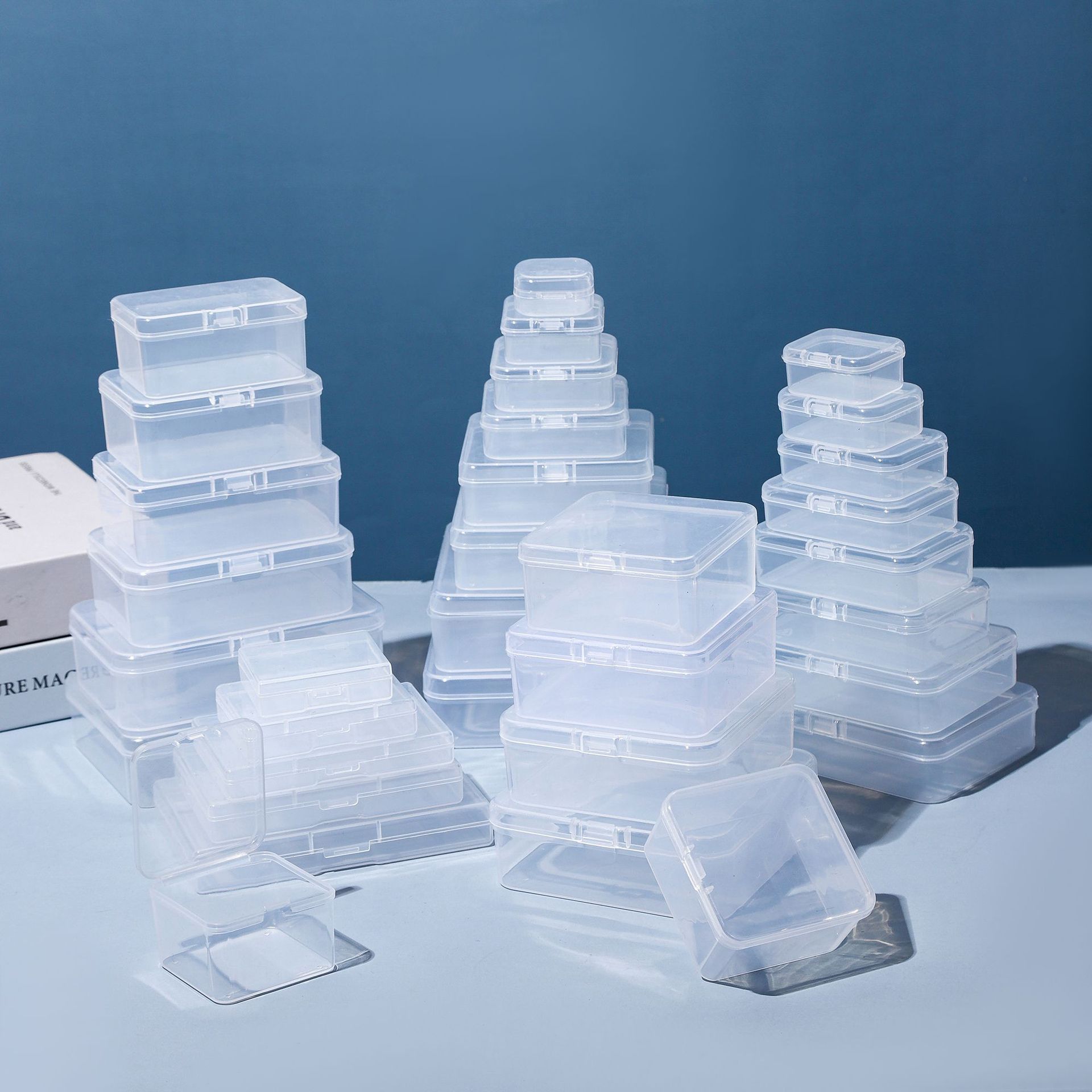 квадратная прозрачная пластиковая маленькая коробка для наушников, хранения ювелирных изделий, запасных частей, бисера, рыболовных принадлежностей