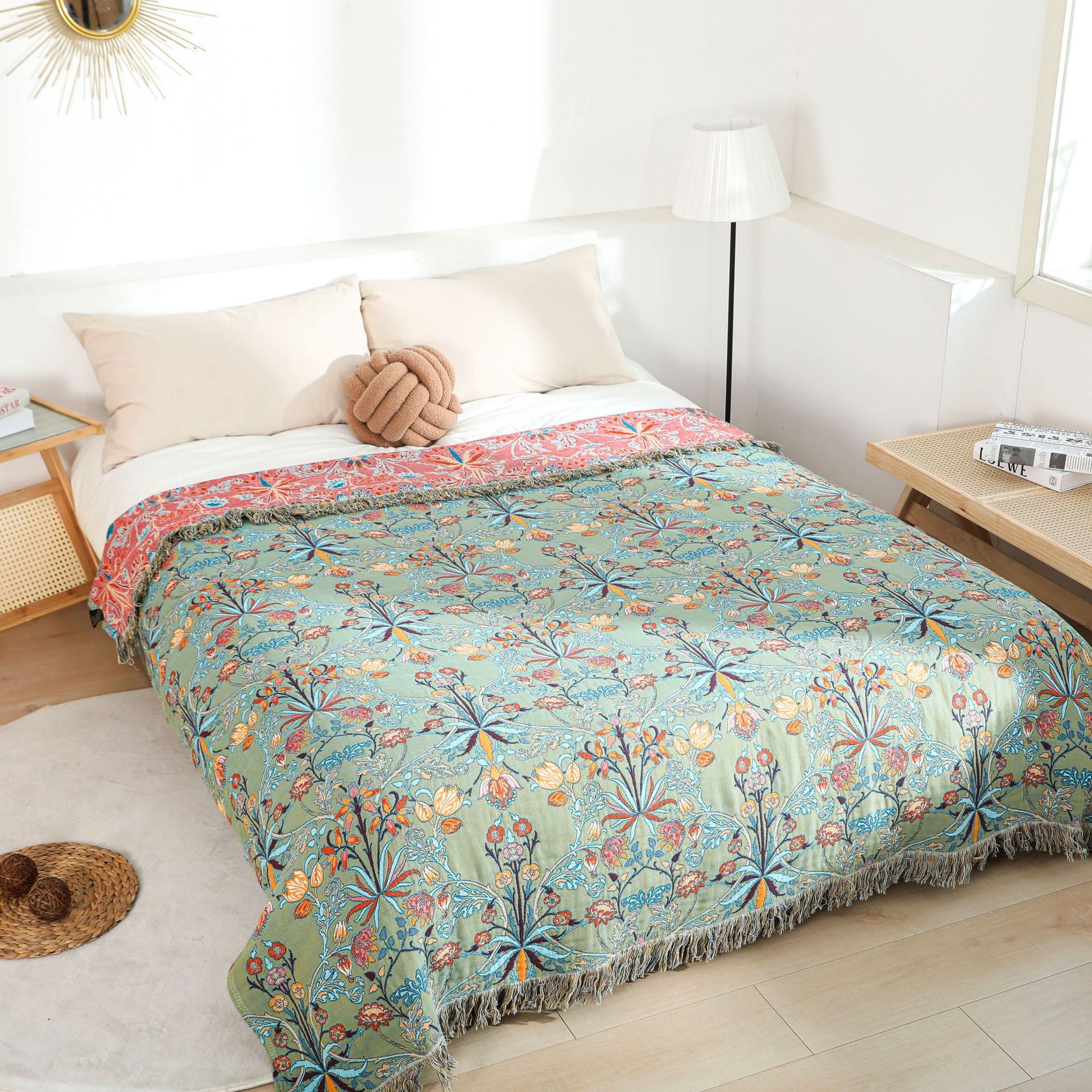 Плед из тонкой хлопковой марли Green Plum Yuyu, односпальный и двуспальный