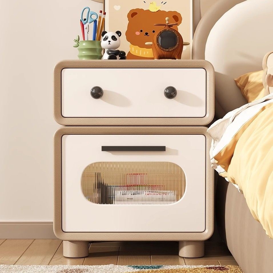 Solid Wood Bedside Cabinet Small Children's Style Robot Modern Simple Home Bedroom Light Luxury Storage Cabinet