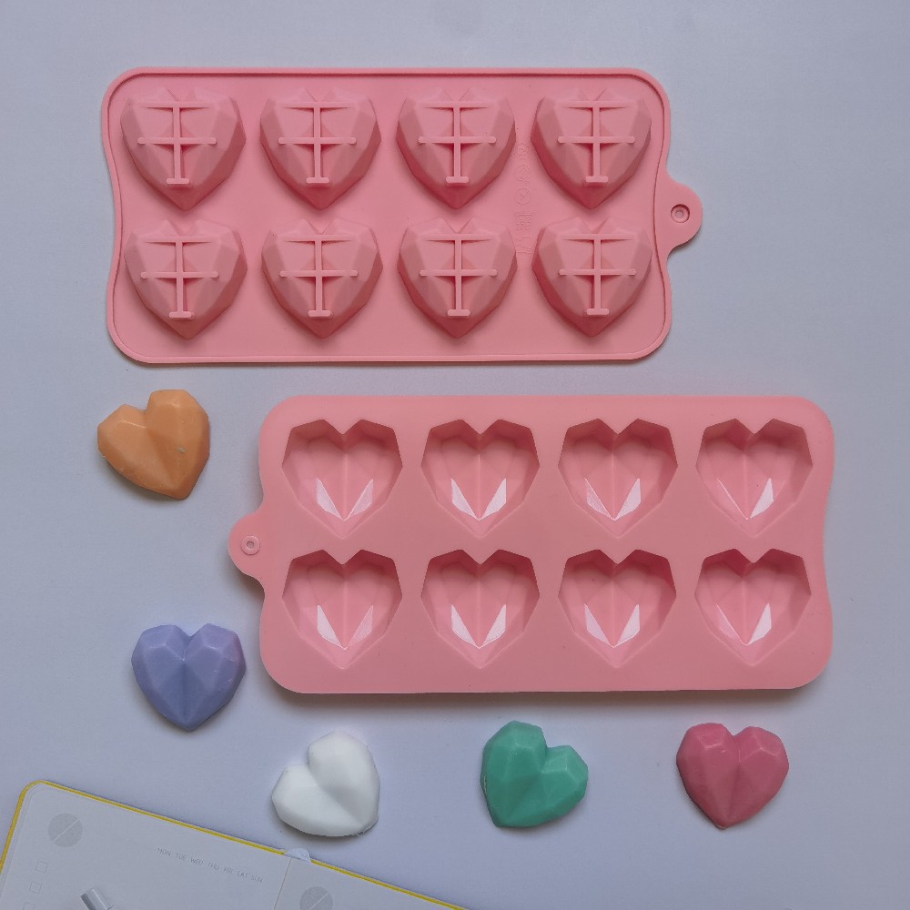Силиконовая форма для шоколада, 8 штук, в форме алмаза и сердца, для тортов и десертов