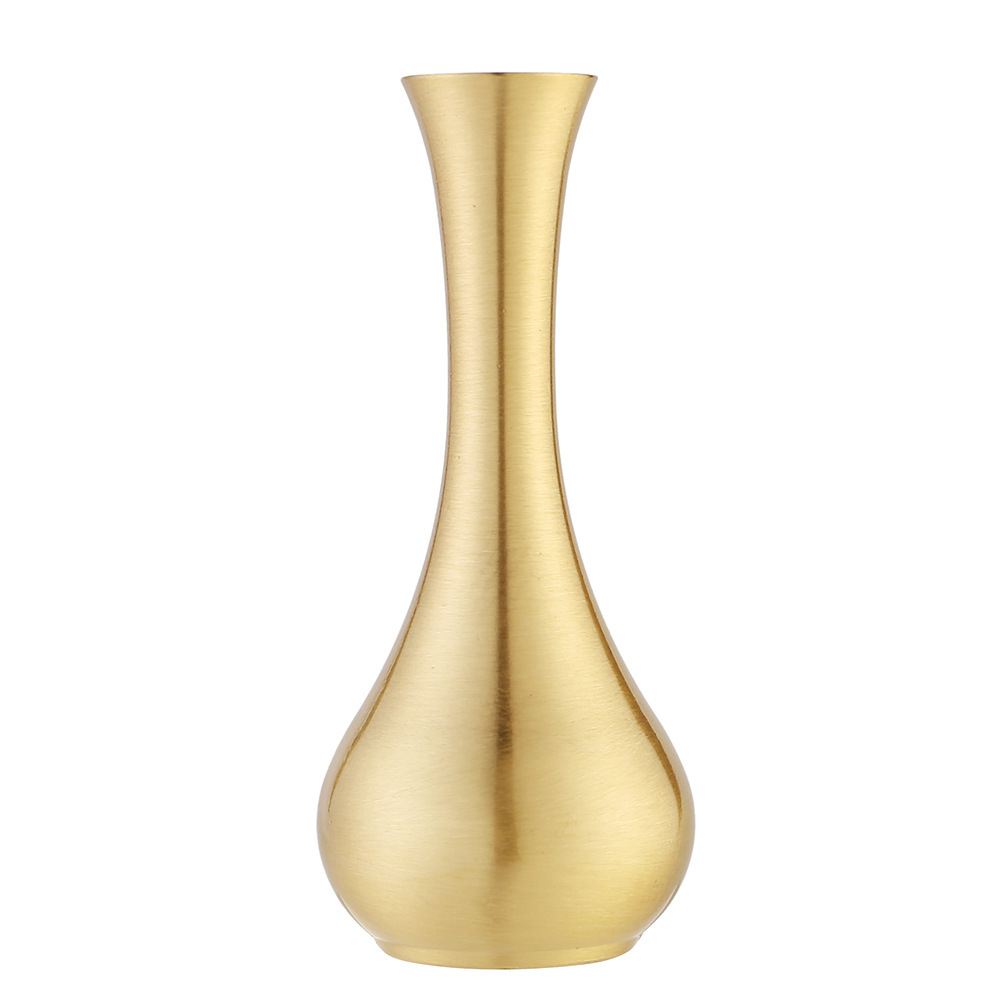 Pure Brass simple Nordic style vase desktop decoration Guanyin bottle water purification bottle home decoration craft gift copper ware