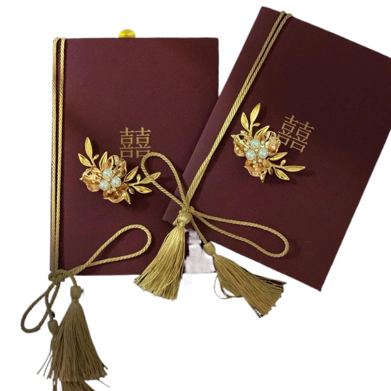 Wedding Vow Card Engagement Wedding Simple Vow Speech Declaration Red Host Witness Hand Card Pair