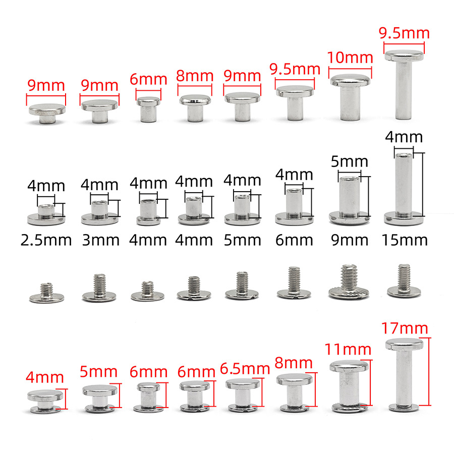 Brass I-Shaped Nails, Belt Screws, Copper Electroplated Flat Head Locking Nails, Luggage Leather Ledger Nails, Hardware Accessories