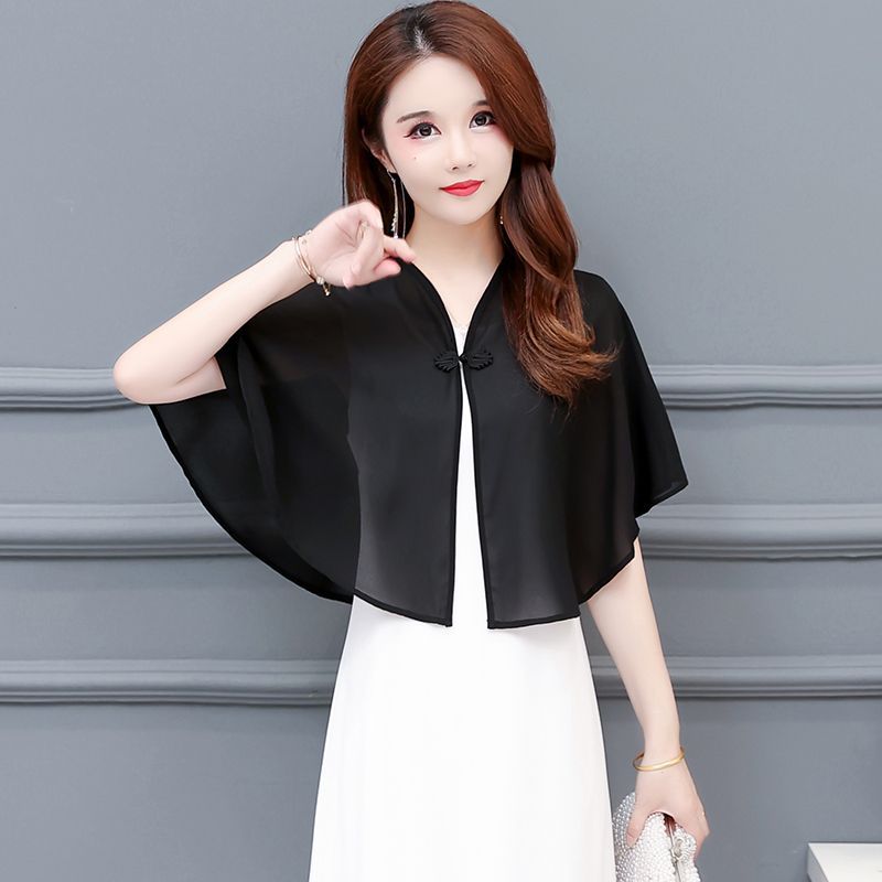 Small Shawl with Skirt Summer Thin Short plus size Breathable Chiffon All-match Outer Waistcoat Cardigan Sun Protection Clothing