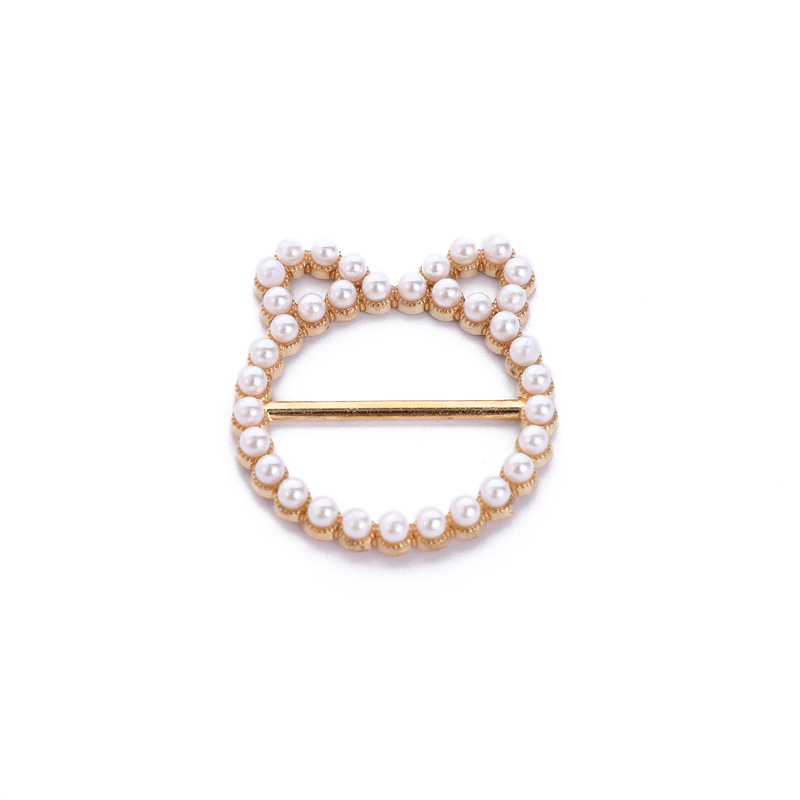 Cross-Border Popular Metal Corner Knot Buckle with Pearl and Diamond Inlay, High-End Silk Scarf Decorative Buckle