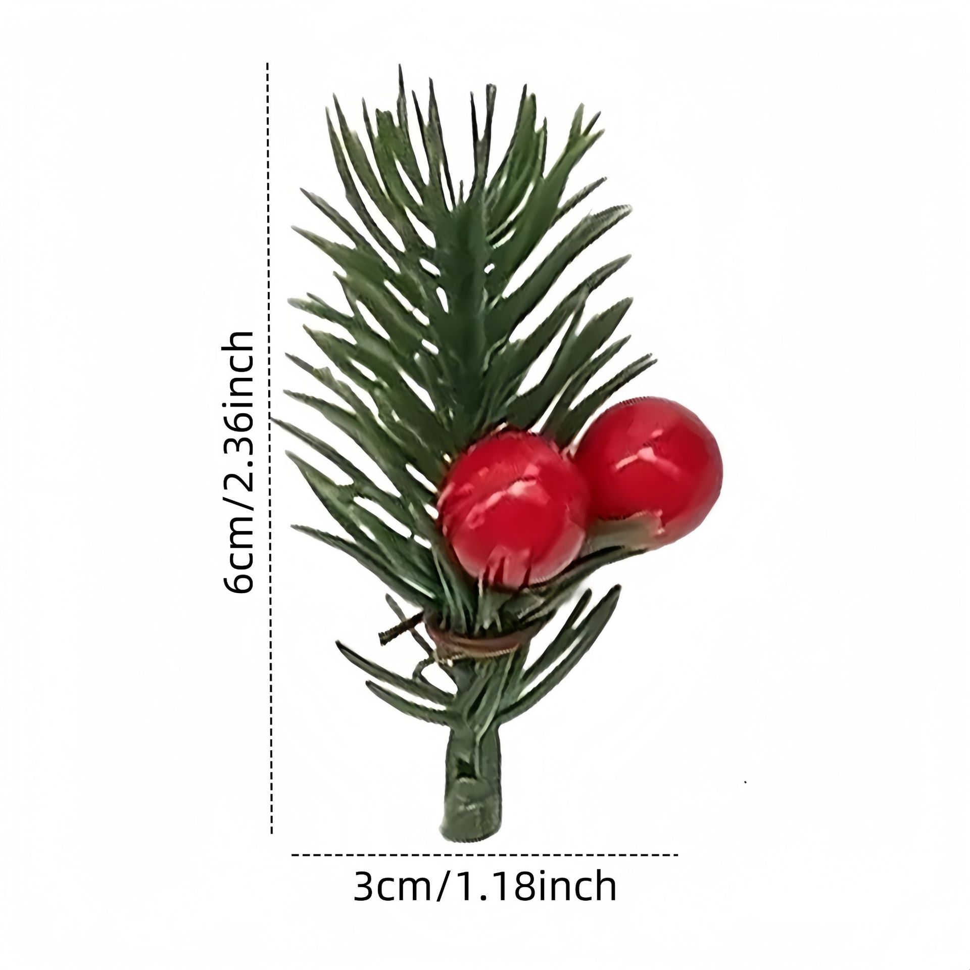 Cross-Border Amazon Hot Selling Artificial Bouquet Christmas Wreath Door Hanging Material Silver Fruit Cuttings Mini Pine Needles Berries
