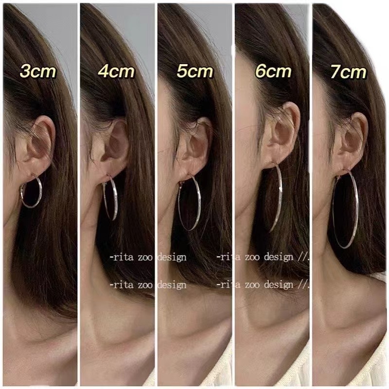 European and American Exaggerated Simple Ring Cold Wind Earrings High Sense Fashion Simple Ear Ring Niche Design Temperament All-match Earrings