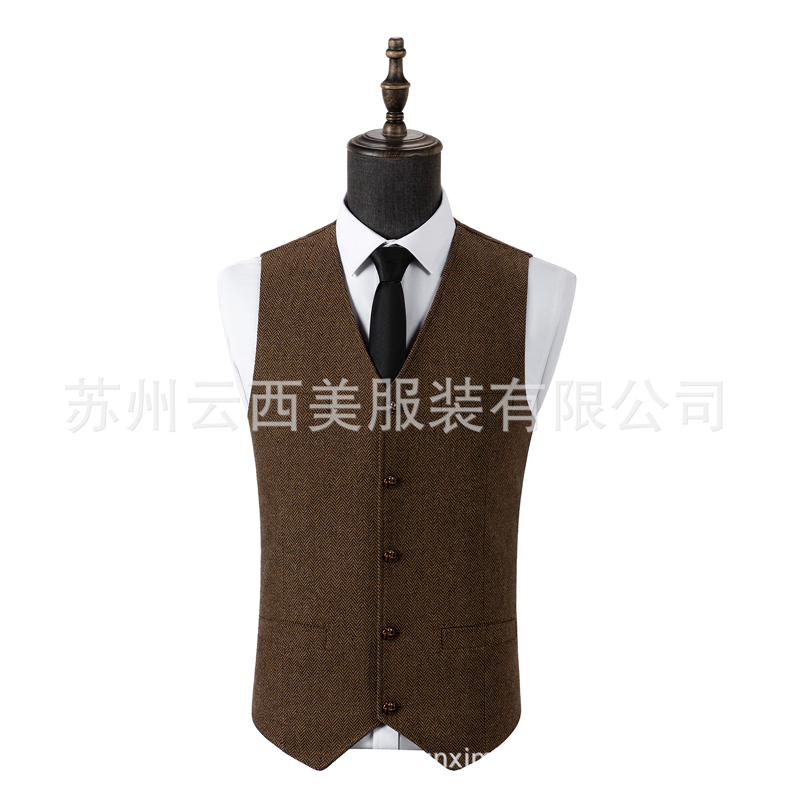 Cross-Border Preferred Men's Vests Herringbone Wedding Dress Vests Light Business Casual British Style Vests in Stock