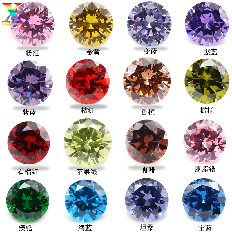Фабрика синтетических драгоценных камней Учжоу 5A 3-12мм белый цветной круглый с заостренным дном кубический цирконий