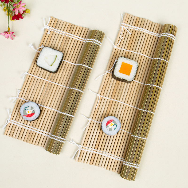 New double-line sushi roller shutter sushi tools suit green leather sushi mat bamboo curtain laver wrapped rice mold wholesale