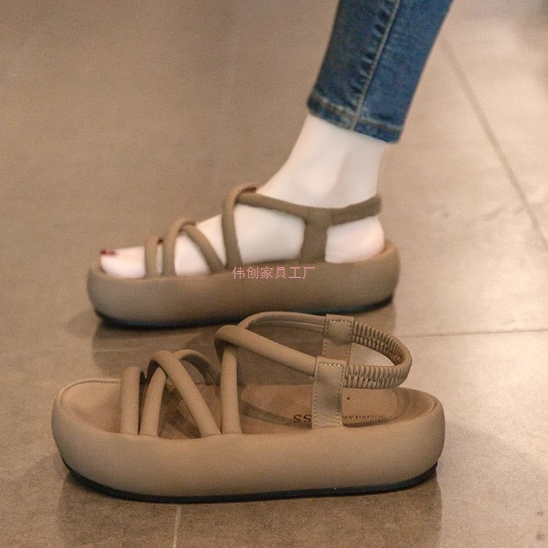 Римские сандалии с юбками для женщин, новые повседневные сандалии на толстом каблуке для беременных 2025 года