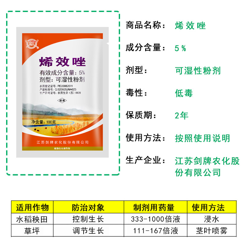 Sword Brand 5% Ethrel Regulator for Peanuts, Soybeans, Potatoes, and Sweet Potatoes - Controls Growth, Growth Regulator, 100g