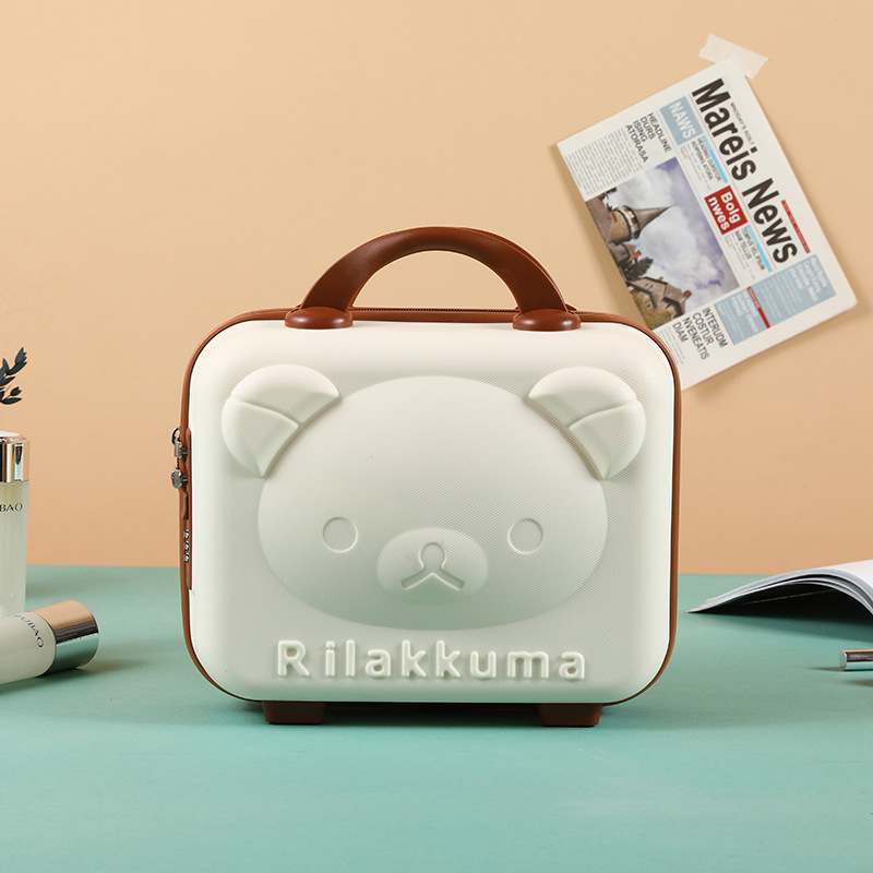 Bear-Shaped Cosmetic Case with Gift Storage Compartments, 14inch Hand-Held Luggage Cases, Student Boarding Case, Travel Case with Expansion Layer