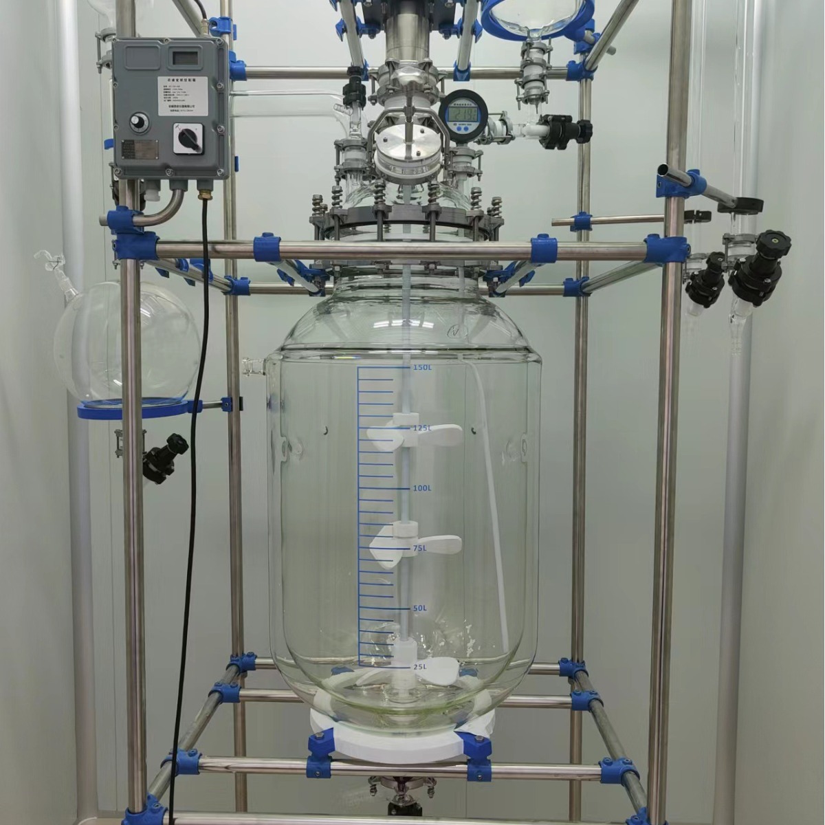 Laboratory electric heating double glass reactor high borosilicate anti-corrosion vacuum distillation