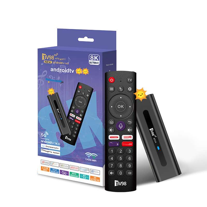 Foreign trade TV98 ATV set-top box 4K HD Bluetooth voice dual 5gWIFi Android 14 TV box TV box