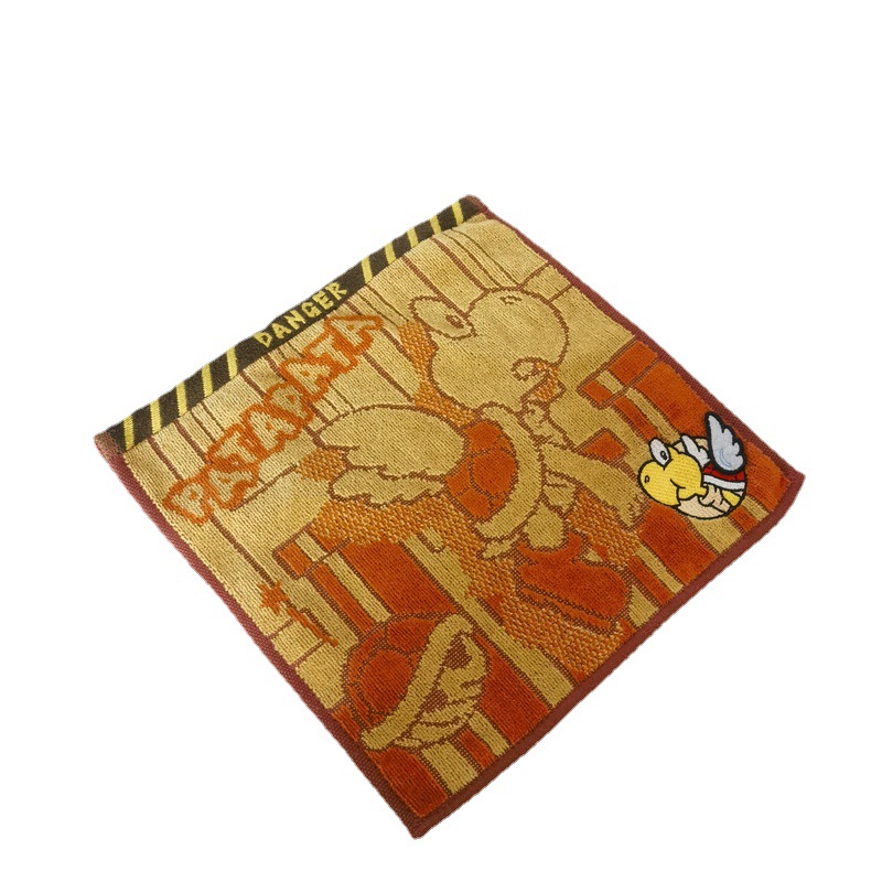 Export Japanese Color Woven Jacquard Untwisted Yarn Embroidered Small Square Towel Fur and Mouse Snap Turtle Kidsren's Hand Towel Handkerchief