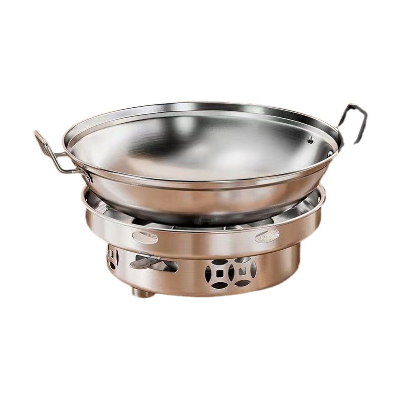 Stainless Steel Alcohol Stove Hot Pot Restaurant Thickened Large Capacity Small Hot Pot Seafood Dried Pot Stainless Steel Alcohol Stove
