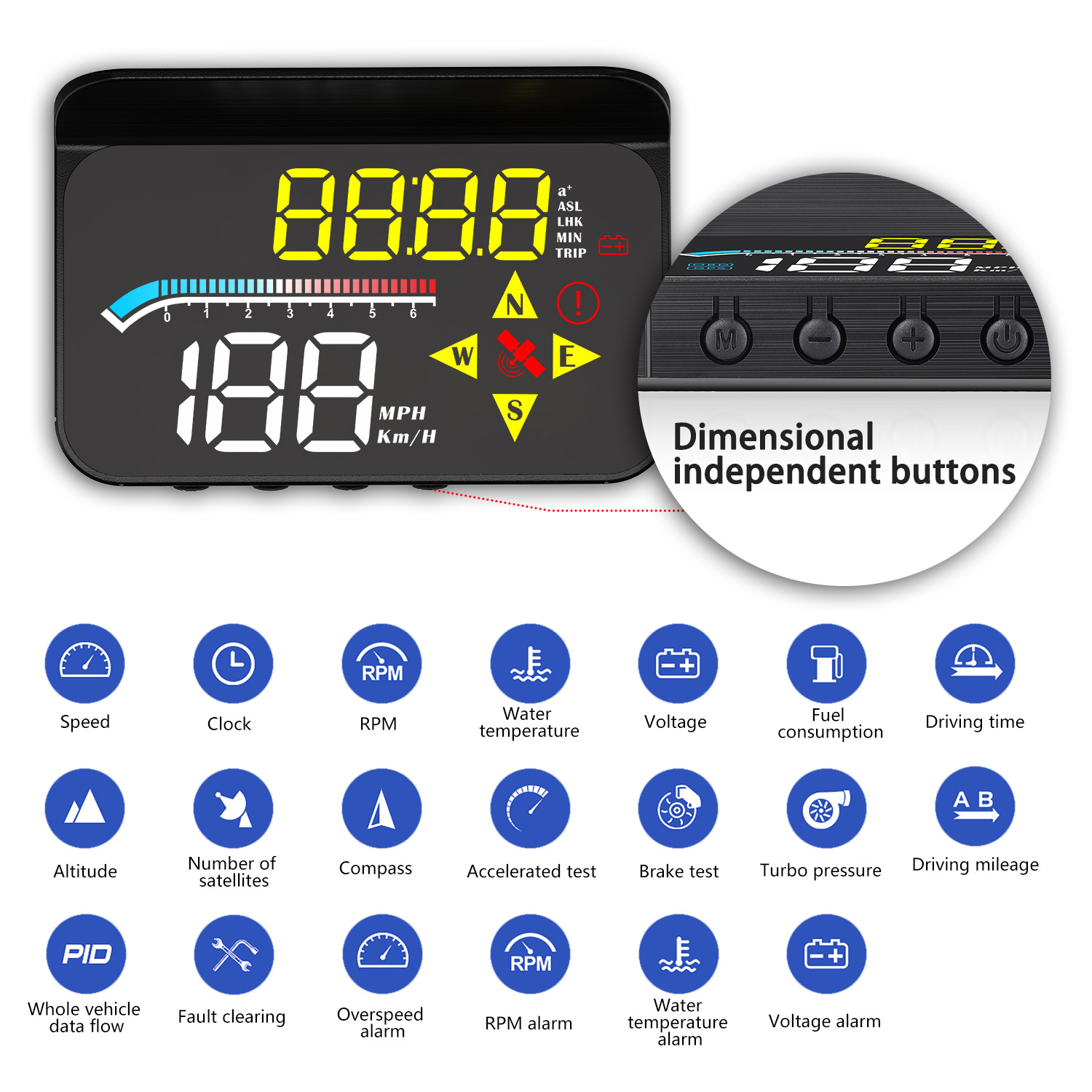 Car Head-Up Display Car Obd+Gps Dual System Hud Cross-Border Hot Selling Head-Up Display Supports Customization