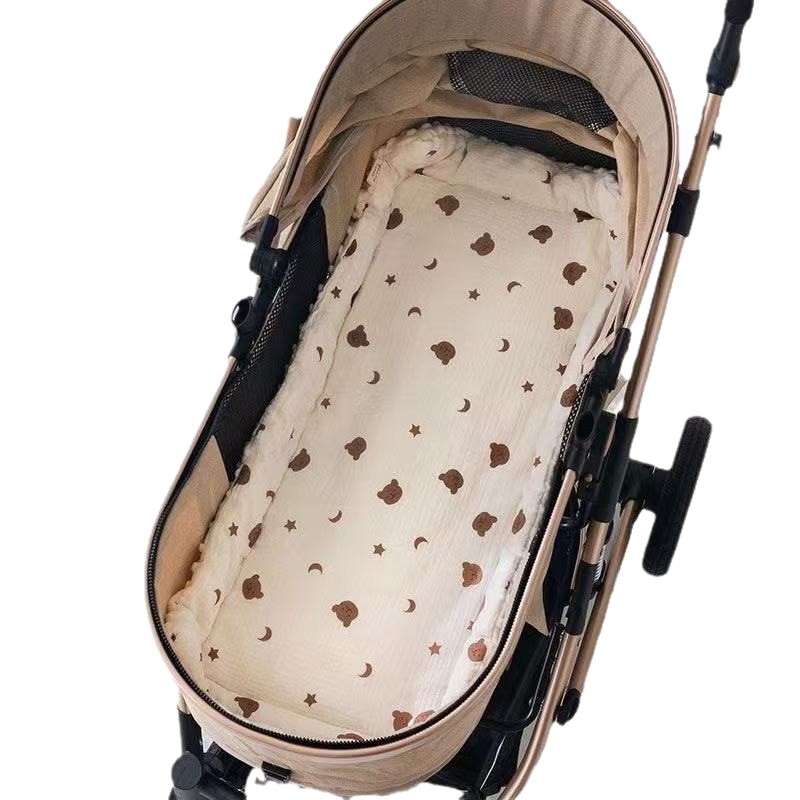 Stroller Cotton Pad Universal Four-Season Autumn and Winter Machine Washable Cushion Cotton Mattress Dual-Purpose Cradle Small Mattress Stroller Pad Thick