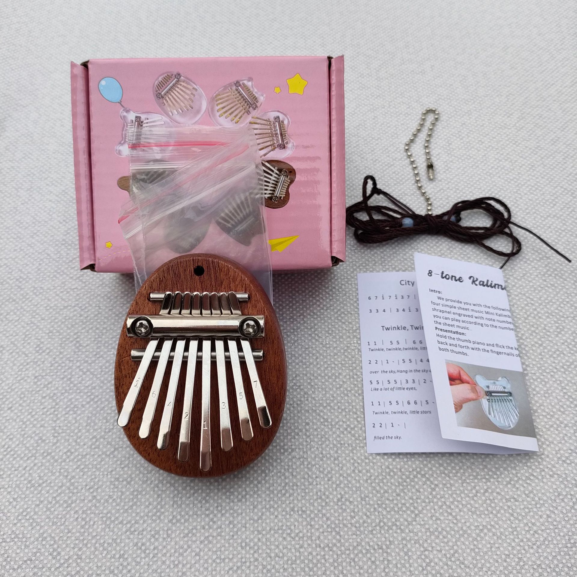 Foreign Trade Exclusive Small 8-Tone Thumb Piano Pendant Mini Kalimba Dropshipping Labeling Cross-Border Hot-Selling Finger Piano