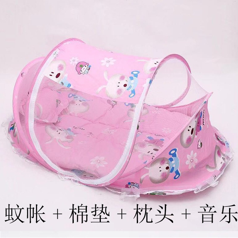 Складная москитная сетка в стиле юрты с матрасом и подушкой для детей 0-3 года, с молнией