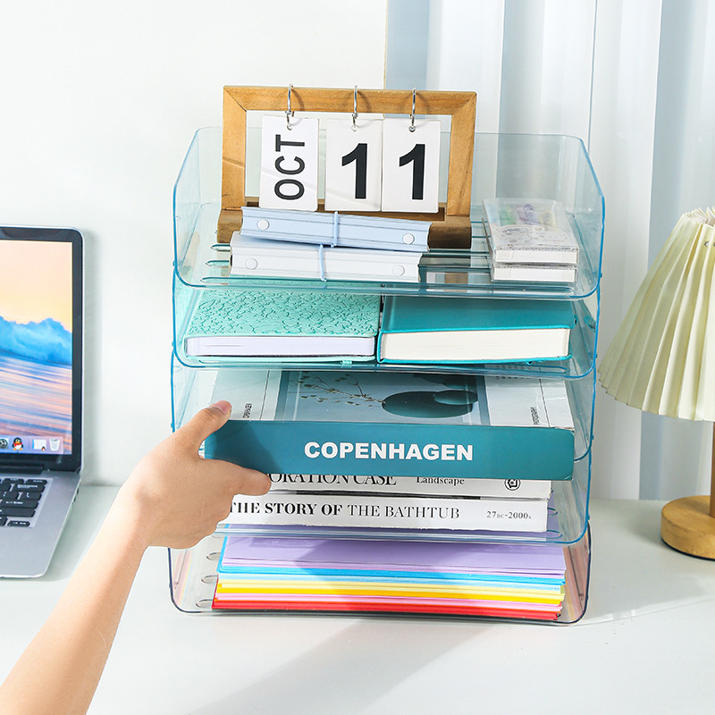 Transparent document storage rack desktop office storage box four-layer acrylic finishing box